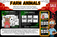280 Farm Animals Coloring Pages Activities for kids Product Image 1