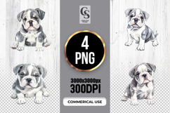Cute Bulldog Puppy Watercolor Clipart Sublimation PNG Product Image 1