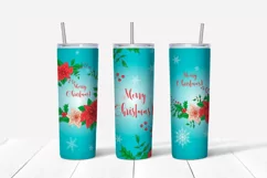 Christmas Poinsettia Skinny tumbler wrap design Product Image 4