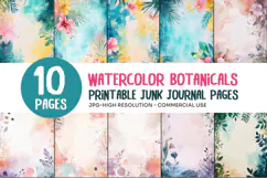 Watercolor Botanical Junk Journal Pages Product Image 1