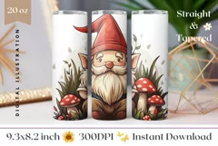 Autumn Gnome Tumbler Wrap, Gnome Sublimation Tumbler PNG Product Image 1