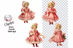 Christmas, Girls, Elements, Clipart, Ephemera, PNG Product Image 1
