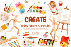 Art Supplies Clipart Bundle | Artist Toolkit Product Image 1