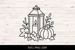 Hand Drawn Fall Candle With Autumn Leaves SVG Product Image 1