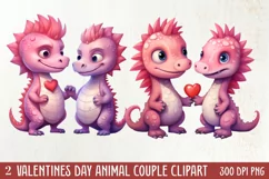 Valentines Day Animal Couple Clipart, Valentine Couple Product Image 1