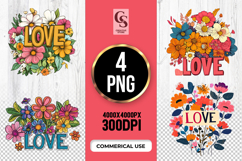 Colorful Love Flower Bouquet Clipart Sublimation PNG Product Image 1