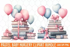 Pastel Baby Nursery Clipart Big, Baby Boy Elephant Clipart Product Image 1