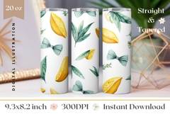 Mango Tumbler Wrap Design, Cute Bows Tumbler Template Product Image 1