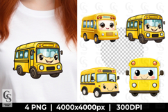 Cute Kawaii School Bus Clipart Sublimation PNG Product Image 1