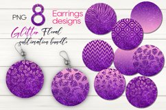 Glitter Floral design | Round earring sublimation bundle Product Image 1