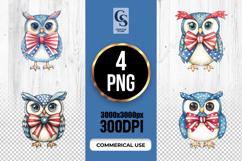 Patriotic Owl Bow Clipart PNG Product Image 1