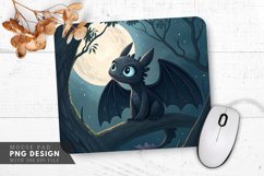 Curious Night Dragon on a Tree Branch Mouse Pad PNG Design Product Image 1