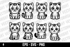cartoon vector illustration of a cute, friendly tabby cat Product Image 1