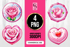 Pink Rose Heart Clipart Sublimation PNG Product Image 1