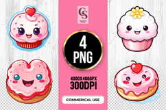 Cute Pink Dessert Clipart Sublimation PNG Product Image 1