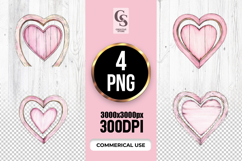 Pink Wooden Heart Frame Watercolor Clipart Sublimation PNG Product Image 1