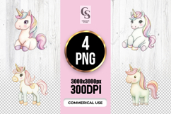 Watercolor Pastel Unicorn Clipart Sublimation PNG Product Image 1