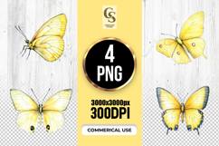 Yellow Butterfly Watercolor Clipart Sublimation PNG Product Image 1