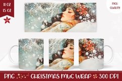Winter Forest Mug Wrap Design, Winter Girl Mug Template Product Image 1