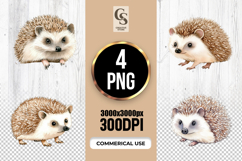 Cute Watercolor Hedgehog Clipart Sublimation PNG Product Image 1