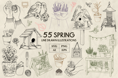 Spring Garden Line Art Collection Svg Png Eps Product Image 1