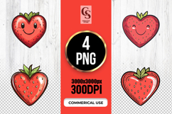 Cute Strawberry Heart Illustrations Clipart Sublimation PNG Product Image 1