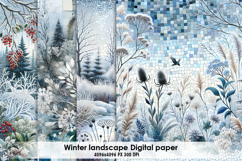 Winter forest digital paper, background clipart Product Image 1