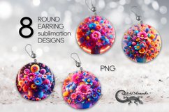 Fantasy flowers | 8 Round earring Sublimation designs Product Image 1