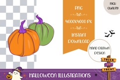 Hand Drawn Halloween Pumpkins Illustration, Pumpkins PNG Product Image 1
