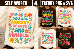 Self Worth Affirmation SVG PNG You Are Worthy Floral Product Image 1
