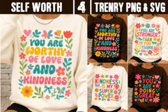 Self Worth Affirmation SVG PNG You Are Worthy Floral Product Image 1