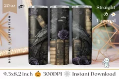 Black Raven Tumbler Wrap Design, Crows Tumbler Sublimation Product Image 1
