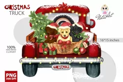 Christmas labrador dogs in a truck, Christmas labrador Product Image 1