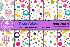 Neon Colors Digital Paper Pattern JPG Product Image 1