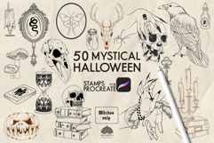 Mystical Halloween Procreate stamps Product Image 1