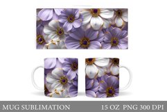 3D Flowers Mug Sublimation. Flowers Mug Wrap Design Product Image 1