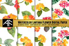 Watercolor Lantana Flower Digital Paper Product Image 1