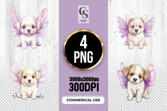 Cute Fairy Wing Puppy Dog Clipart Sublimation PNG Product Image 1
