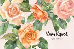 Yellow roses clip art. Floral clipart watercolor. Rose png Product Image 1