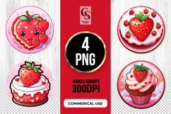 Cute Strawberry Desserts Clipart Sublimation PNG Product Image 1
