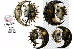 Moon, Sun, Stars, Fantasy, Ephemera, PNG, Clipart Product Image 1