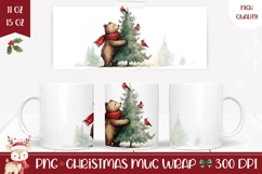 Vintage Christmas Bear Mug Design, Christmas Mug Print Product Image 1