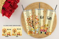 Hello Fall Design Tumbler with Truck, Pumpkins, Autumn Theme Product Image 1