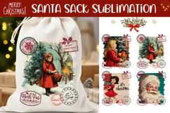 Vintage Christmas Santa Sack, Winter Santa Sack Print Product Image 1