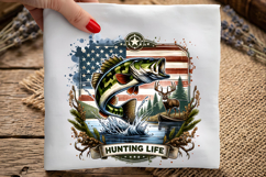 Patriotic Hunting Life PNG, American Flag Bass &amp; Deer Design Product Image 1