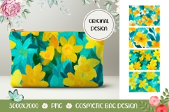 Narcissus Flowers Cosmetic Bag, Floral Cosmetic Bag PNG Product Image 1