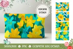 Narcissus Flowers Cosmetic Bag, Floral Cosmetic Bag PNG Product Image 1