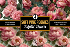 Soft Pink Peonies Digital Paper Product Image 1
