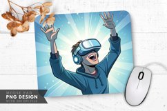 Excited VR Gamer in Action Mouse Pad PNG Design Product Image 1