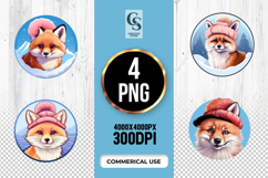 Mountain Winter Fox Clipart Sublimation PNG Product Image 1